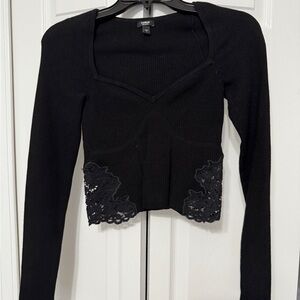 Express Black Ribbed Knit Top